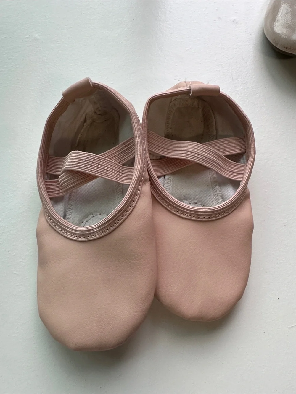 Kids Ballet Slippers - Blush Pink Crossed Elastic Strap